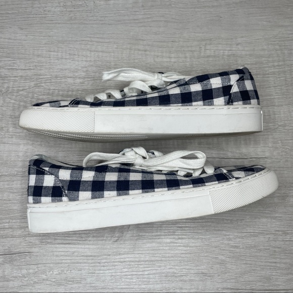 J. Crew Navy Gingham Roap Trip Canvas Lace-Up Sneaker Size 6 - Picture 8 of 10